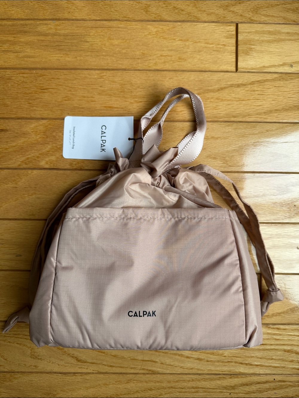 NWT Calpak Blush Pink Drawstring Insulated Lunch Bag